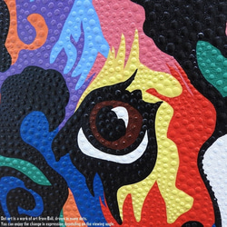 ドットアート 60cm × 80cm フレンチブルドッグ モダンアート アジアンアート 手描き 絵画 犬 アートパネル 4枚目の画像