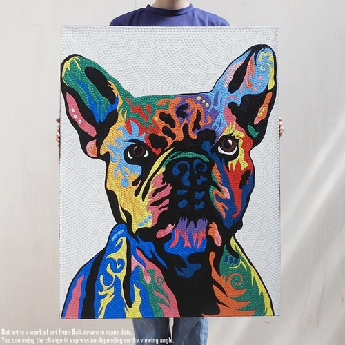 ドットアート 60cm × 80cm フレンチブルドッグ モダンアート