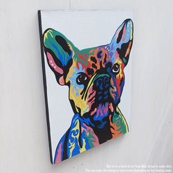 ドットアート 60cm × 80cm フレンチブルドッグ モダンアート アジアンアート 手描き 絵画 犬 アートパネル 11枚目の画像