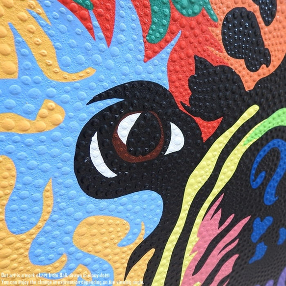 ドットアート 60cm × 80cm フレンチブルドッグ モダンアート アジアンアート 手描き 絵画 犬 アートパネル 5枚目の画像