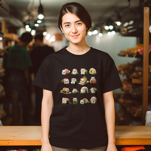 猫の形の寿司 Tシャツ 男女兼用 Tシャツ cat-ake 通販 16144699