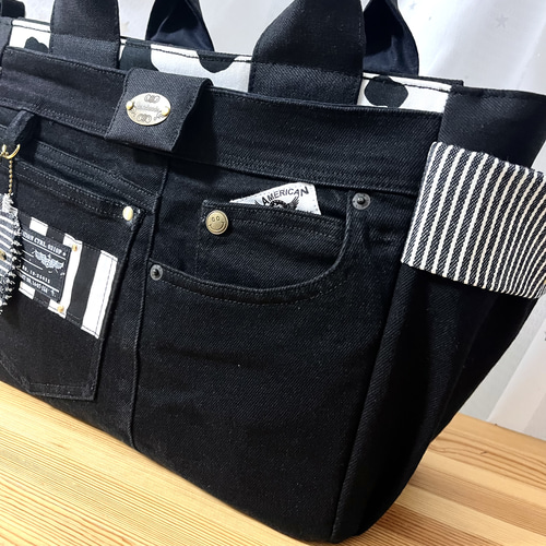 送料込み大きめデニムリメイクバッグNo.303トートバッグ メンズ
