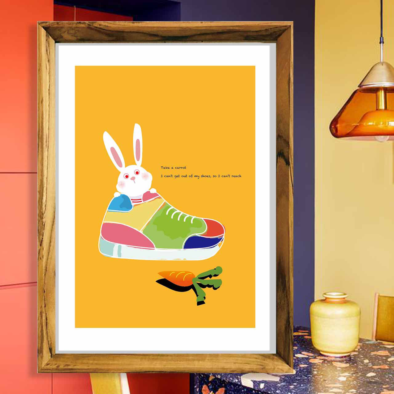 ニンジン取ってぇ〜　うさぎ　イラスト　ポスター　A4 A3 A2 A1　アートポスター　結婚祝い　1425