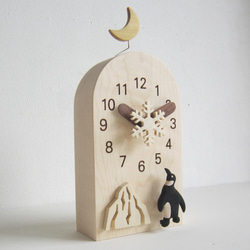 ペンギン君の夏の思い出　振り子卓上時計 3枚目の画像