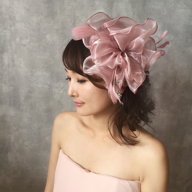 pink flower ヘッドアクセサリー/トーク/トーク帽 ヘッドドレス ヘッドピースウェディングアクセサリー 結婚式