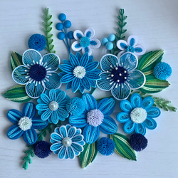 ペーパークイリング　ブルーのお花プレート ペーパークイリング お花(青)】 その他素材 Megumi 通販