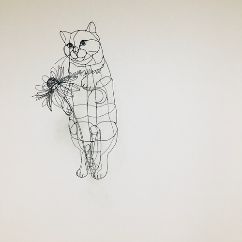 ワイヤーアート　ワイヤークラフト 花とねこ ワイヤーアート ワイヤークラフト 花とねこ