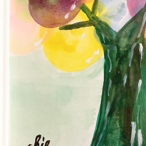 水彩画【人生の木】原画A5サイズ 額付 一言ポエム 絵画 アーティスト
