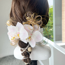 胡蝶蘭　和装　ウェディング　ヘッドドレス　No.170-12 ピンク和　髪飾り　振袖　袴　成人式　卒業式　白無垢　結婚式 2枚目の画像