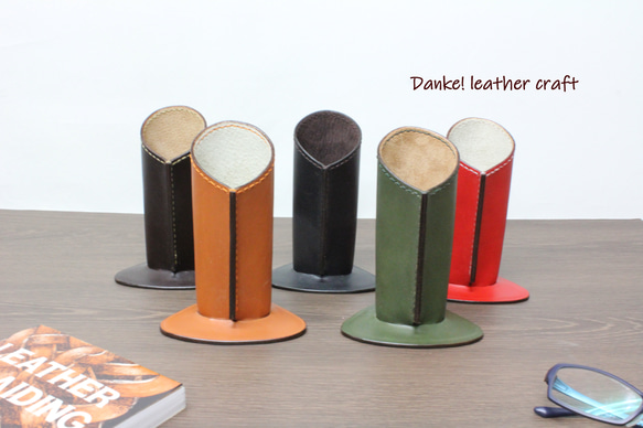 ダックスフンド メガネスタンド【レザー 本革 VANCA バンカクラフト革