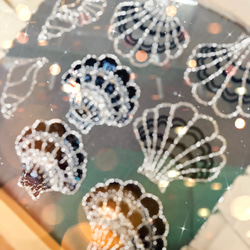 【ネイビーブルー基調】conque de Venusヴィーナスの貝オートクチュール刺繍ブローチ　 16枚目の画像