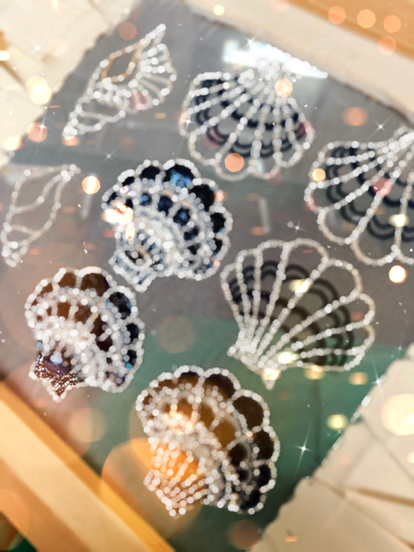 【ネイビーブルー基調】conque de Venusヴィーナスの貝オートクチュール刺繍ブローチ　 16枚目の画像