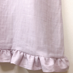ストーンとシンプルライン❤️裾フリルとフリル袖のダブルガーゼワンピース❤️ライラック❤️サイズ調整/お色変更可 5枚目の画像