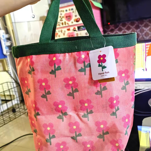 超かわいい小花ウサギメッシュバッグビーチバッグ トートバッグ