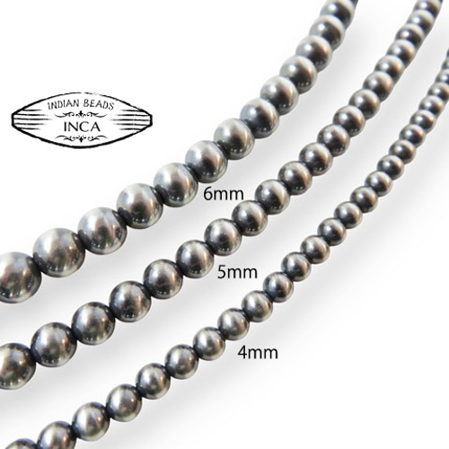M*A様 インディアンジュエリー/ナバホパール/6mm/55.5cm/STERL ナバホパール ネックレス 丸玉 6mm 55cm《Indian Jewelry