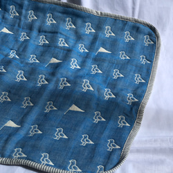 六重織ガーゼの枕パット かもめ　ブルー　fuwara バイアス仕上げ 2枚目の画像