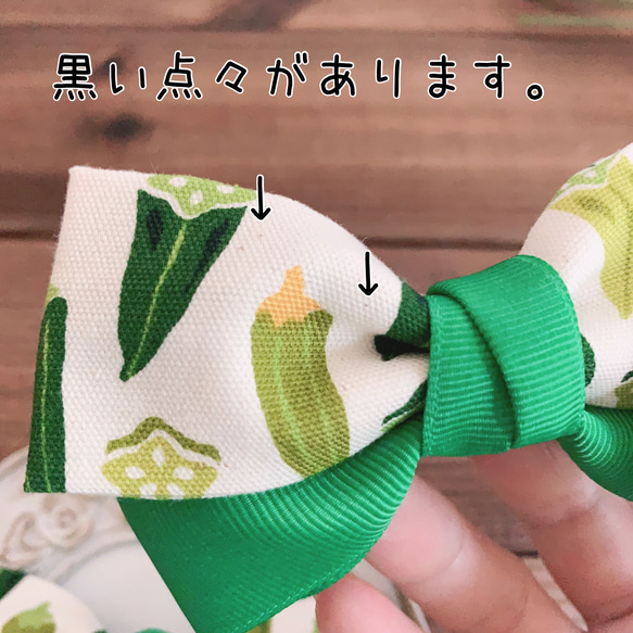 オクラ リボンヘアアクセサリー バレッタ ポニーフック クリップ リボンゴム 個性的 グリーン 8枚目の画像
