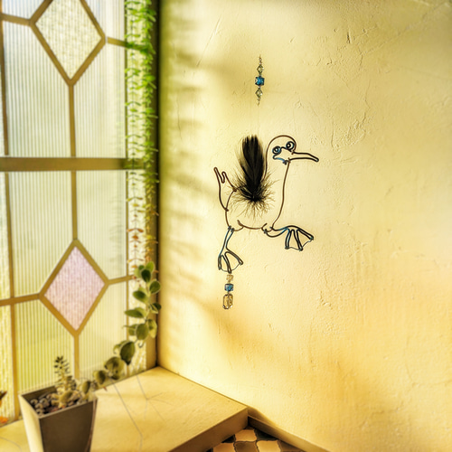 カツオドリのモビール おもしろ 雑貨 鰹鳥 鳥 北欧 フェザー ワイヤー