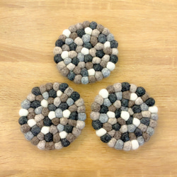 【送料無料】コースター　羊毛フェルト　アースカラー 2枚目の画像