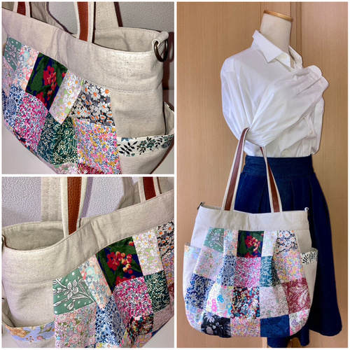 新作！丸型トート4WAY♡リバティ♡パッチワーク トートバッグ