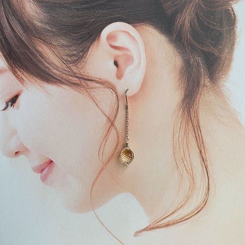 特殊カットシトリン ミラーボールピアス ピアス（フック・チェーン 
