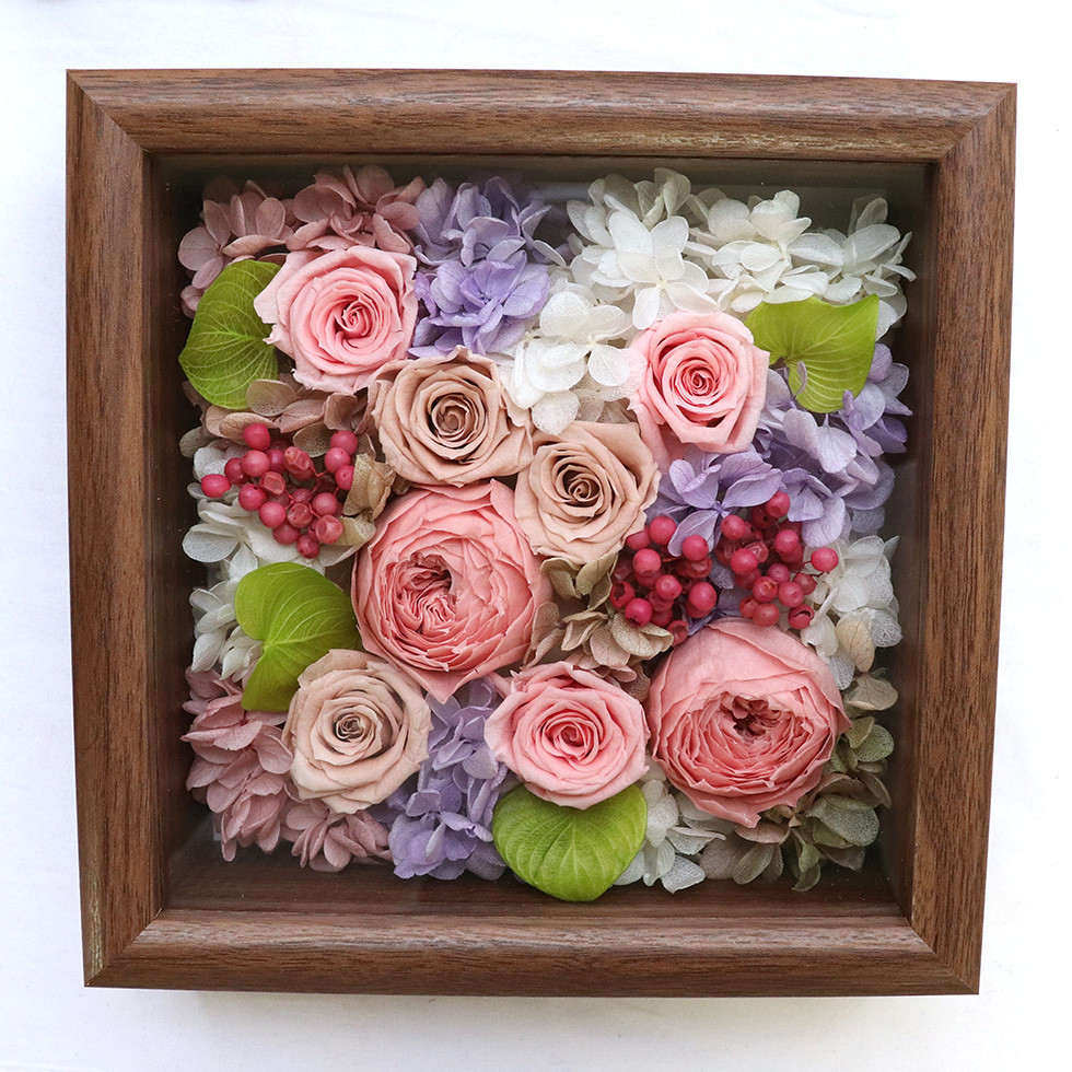 フラワーフレーム　プリザーブドフラワー 開店祝い 開業祝い 退職祝い ココット 誕生日プレゼント　母の日ギフト2025