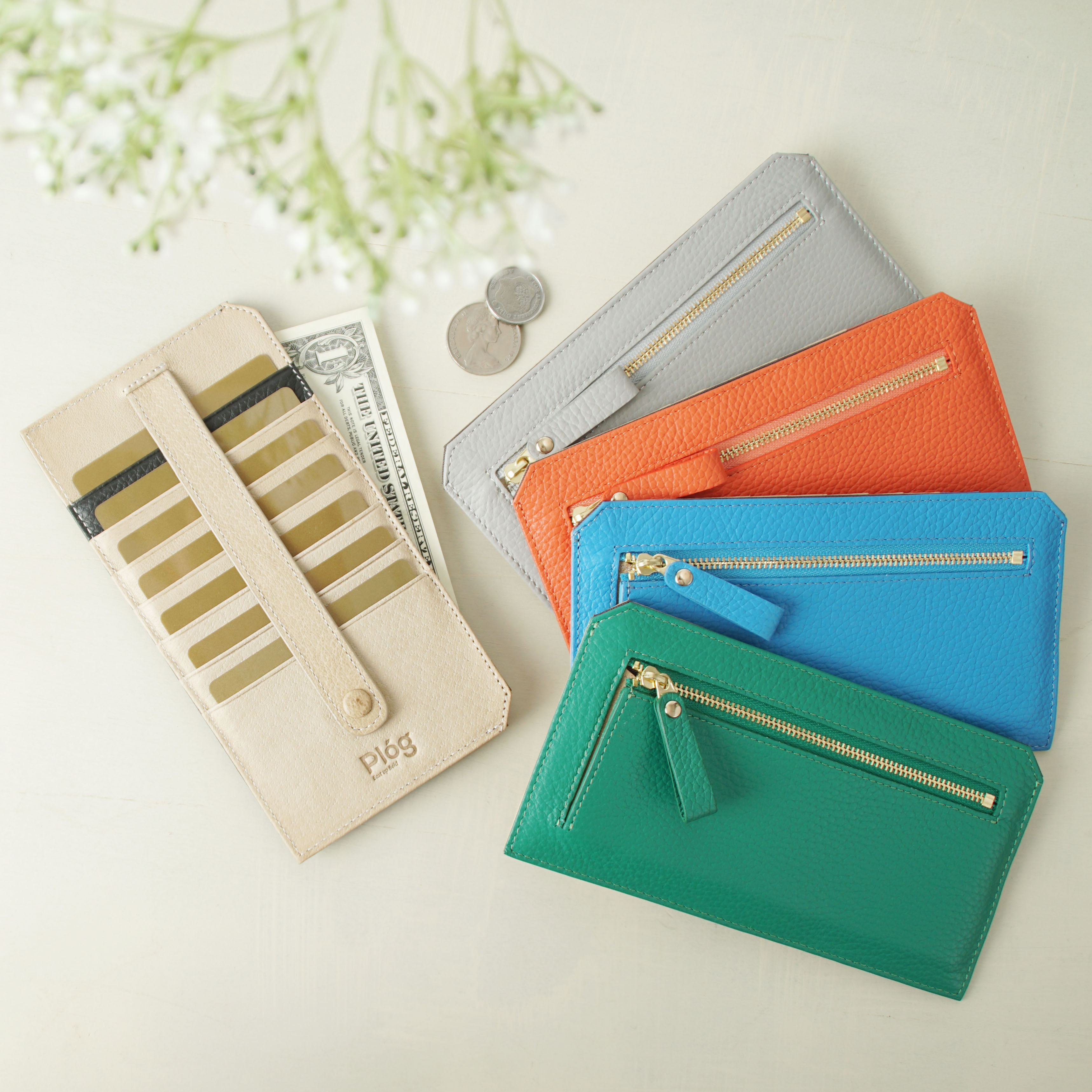 カード多収納の極薄長財布！バーティカルウォレット　本革　シュリンク　MJ6122