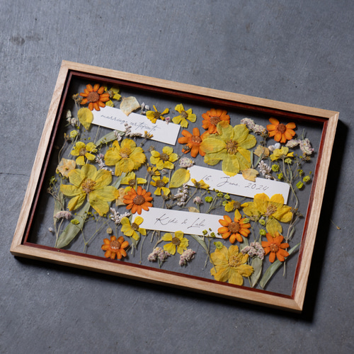 結婚証明書】ゲスト参加型 プレスフラワー結婚証明書Sサイズ（30名様