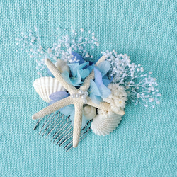 スターフィッシュ　貝殻　カスミソウ　ヘアコーム　髪飾り　結婚式　リゾート　浴衣 2枚目の画像