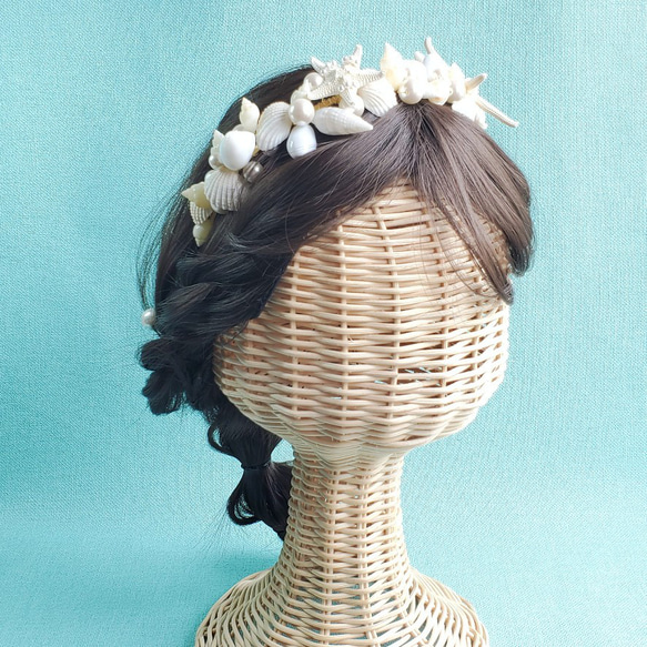 スターフィッシュ　貝　パール　カチューシャ　髪飾り　ウェディング　結婚式 7枚目の画像