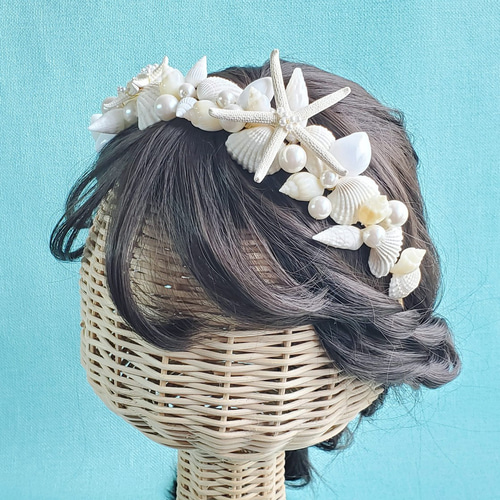 スターフィッシュ 貝 パール カチューシャ 髪飾り ウェディング 結婚式  