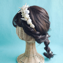 スターフィッシュ　貝　パール　カチューシャ　髪飾り　ウェディング　結婚式 3枚目の画像