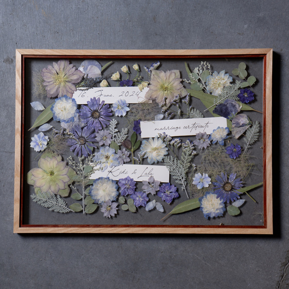 結婚証明書】ゲスト参加型 プレスフラワー結婚証明書Lサイズ（70名様