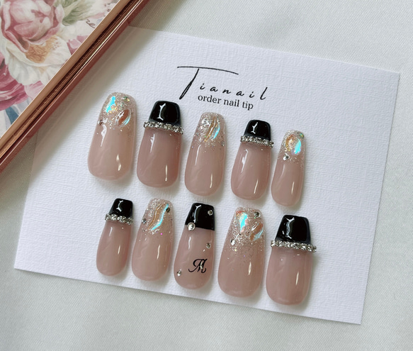 チップの種類変更無料!!】 ネイルチップ 推しネイル イニシャルネイル