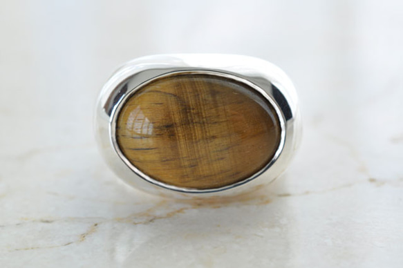 【SILVER925】タイガーアイ　ボリュームリング　Tiger's eye Signet Ring 6枚目の画像