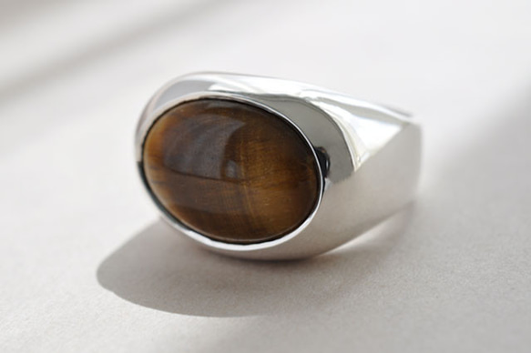 【SILVER925】タイガーアイ　ボリュームリング　Tiger's eye Signet Ring 2枚目の画像