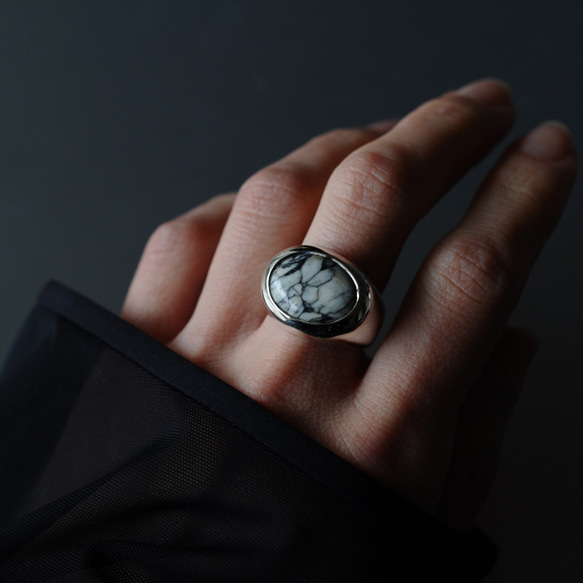 【SILVER925】ピノライト　ボリュームリング　Pinolite Signet Ring 10枚目の画像