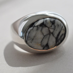 【SILVER925】ピノライト　ボリュームリング　Pinolite Signet Ring 2枚目の画像