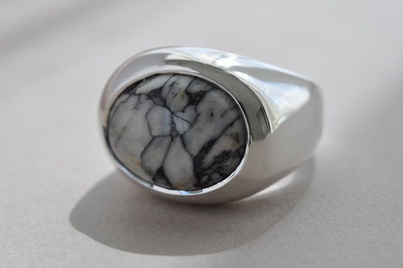 【SILVER925】ピノライト　ボリュームリング　Pinolite Signet Ring 3枚目の画像