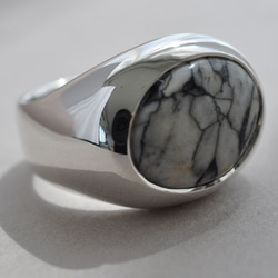 【SILVER925】ピノライト　ボリュームリング　Pinolite Signet Ring 1枚目の画像