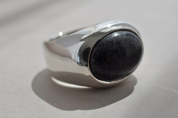 SILVER925】ブラックジェイド ボリュームリング Black Jade