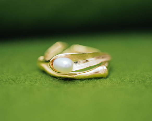竹珍珠戒指 K18 黃金或鉑金 第3張的照片
