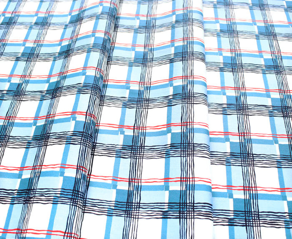 カットクロス Michael Miller Fabrics Kitschy Cocktails Plaid Blue 4枚目の画像