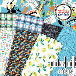 カットクロス Michael Miller Fabrics Kitschy Cocktails Plaid Blue 7枚目の画像