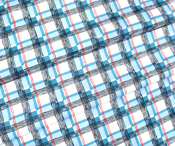 カットクロス Michael Miller Fabrics Kitschy Cocktails Plaid Blue 5枚目の画像