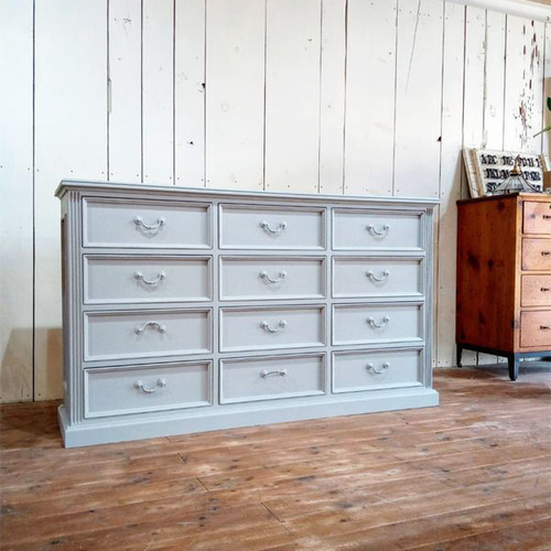 かわいい子供部屋タンス フランス家具チェスト12引出し クリーム