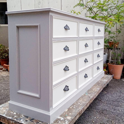 かわいい子供部屋タンス フランス家具チェスト12引出し クリーム