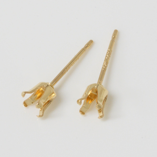 【10ペア】14KGF 4つ爪ピアスポスト 4mm用スナップセット ゴールドフィルド GFPPSW-40