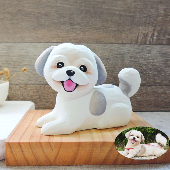 -カスタマイズされたペット人形-犬のための手作りの木製動物装飾と癒しの木彫り人形 1枚目の画像