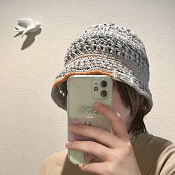 cotton crochet hat -シチガツ　かぎ針編み　帽子　バケットハット 9枚目の画像